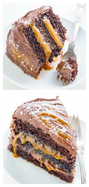 Three layers of Salted Caramel Chocolate Cake slathered in homemade Chocolate Frosting. So decadent! 23 reviews