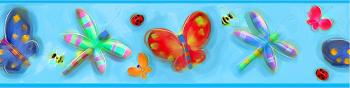 Cenefa adhesiva mariposas naranjas y azules - TenVinilo