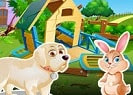 Pet House Story Tres adorables mascotas, un perro, un gato y un conejo viven felices juntos. Un día, un fuerte tornado golpea su pueblo y su casa fue completamente dañada. Ahora los pequeños animales domésticos no tienen casa para vivir y necesitan ayuda para construir una nueva casa. Ayuda a las mascotas a recoger el material y las herramientas necesarias y construir una nueva casa, termina la contruccion con una nueva pintura de la casa usando tonos brillantes.