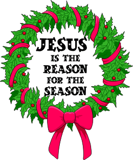 Beautiful wreath clip art with Jesus is the reason for this season lettering