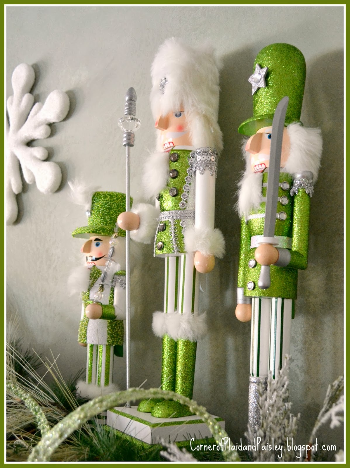 Corner of Plaid and Paisley Christmas Mantel Winter Nutcracker Theme