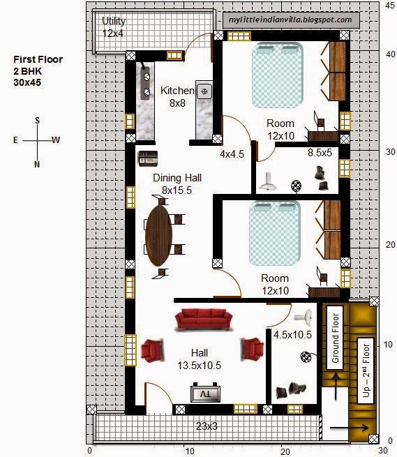 30 X 45 House Plans East Facing