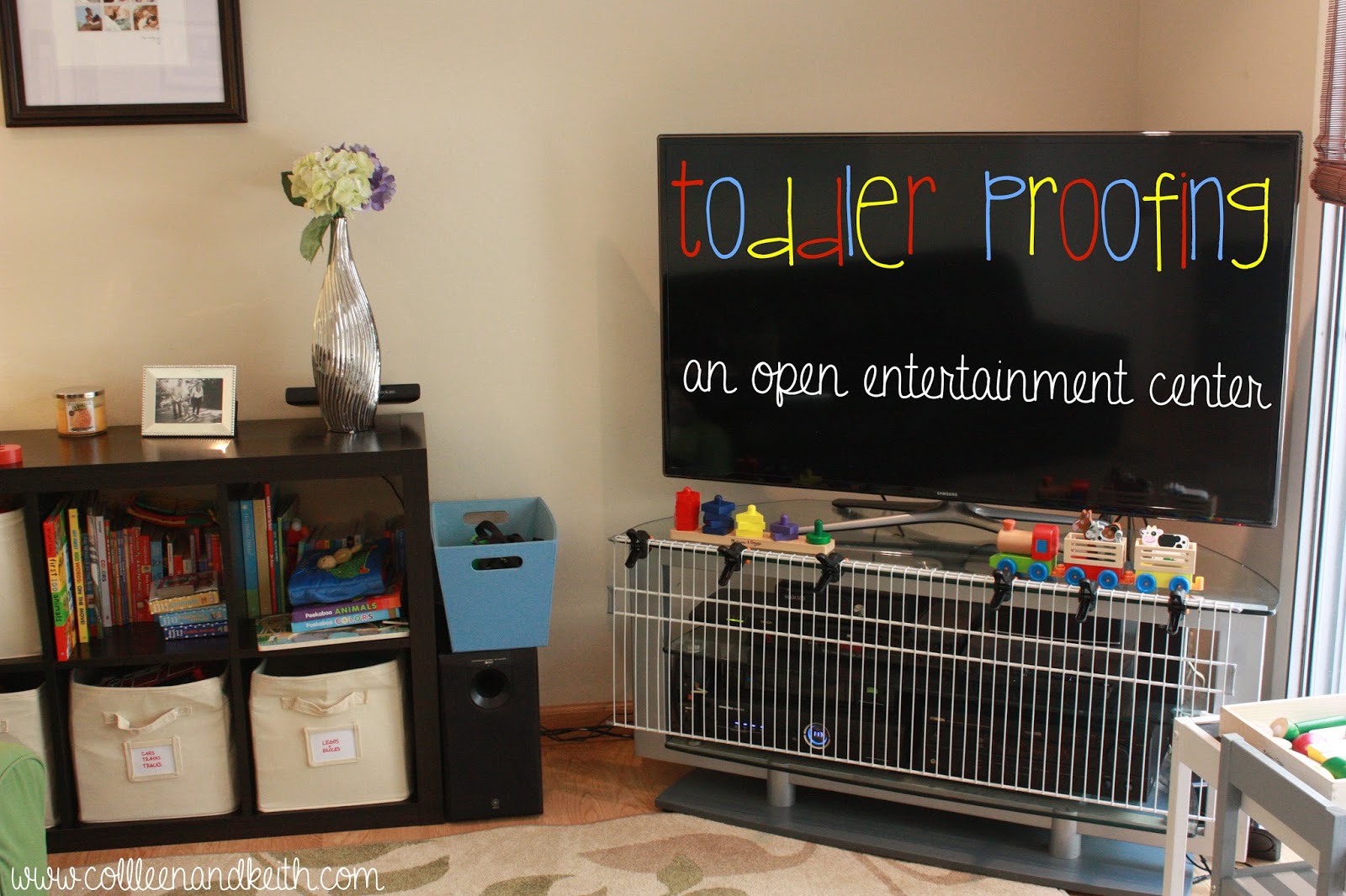Meet The Sullivans How We Childproofed Our Open Entertainment Center How We Childproofed Our Open Entertainment Center