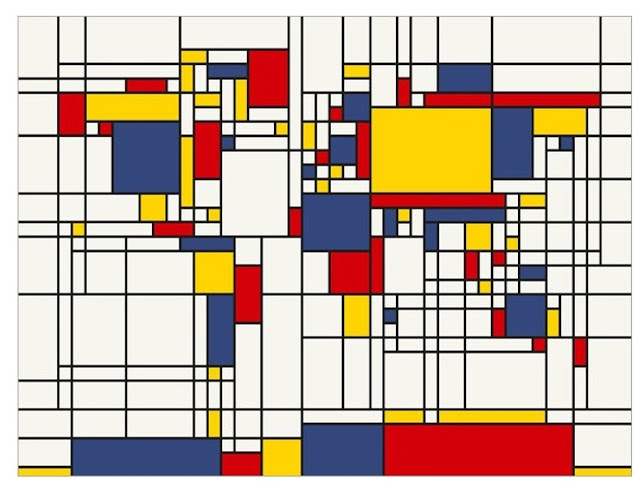 線と色彩だけの絵画、抽象画創始者！ピエト・モンドリアン【a】モンドリアン風の世界地図