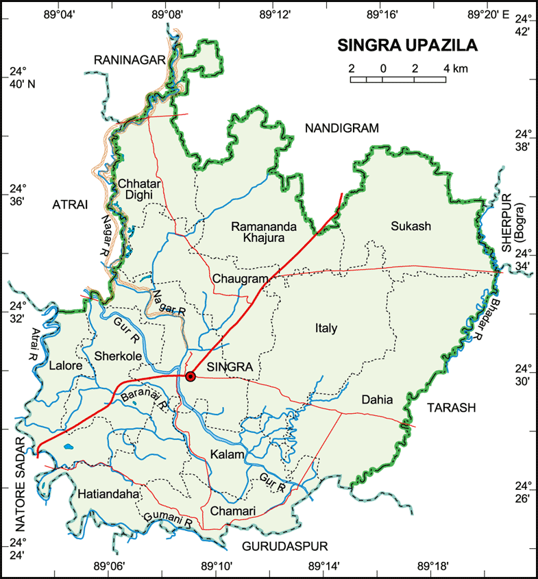 Singra Upazila Map Natore District Bangladesh