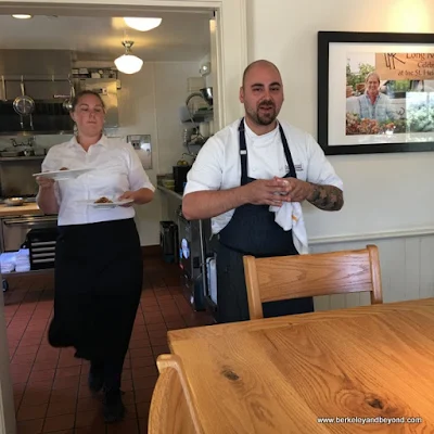 chef chats during Chef's Table experience at Long Meadow Ranch in St. Helena, California
