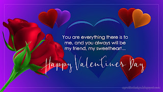 Sweet Happy Valentines Day Card Design With Rose Flowers Hearts And Blue Purple Background