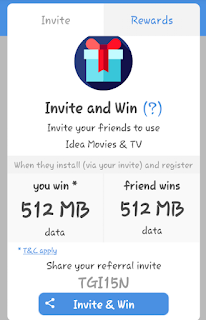 Idea Get 512MB Sigup Bonus and Refer and earn more Data Idea Get 512MB Sigup Bonus and Refer and earn more Data