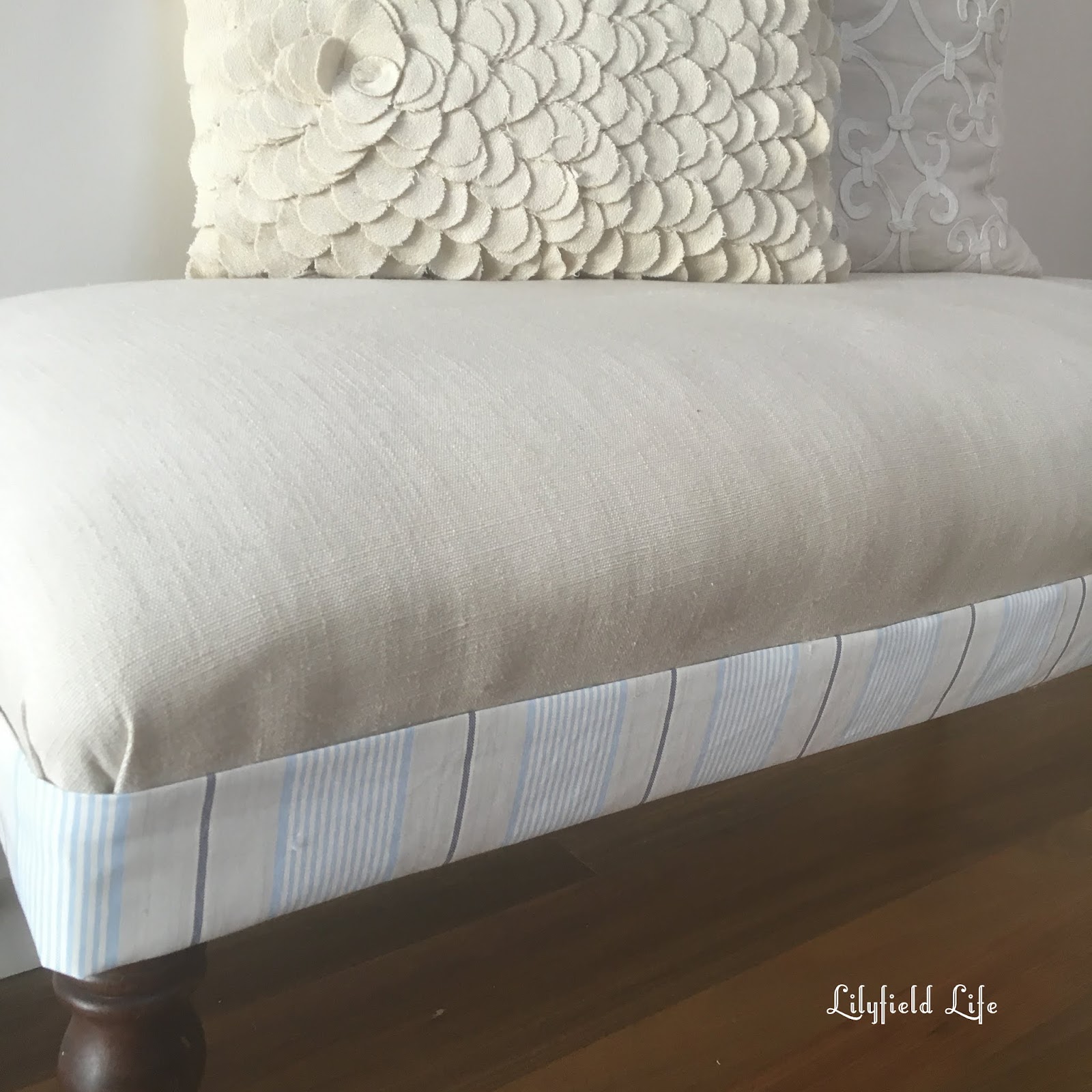 Lilyfield Life Upholstered bench seat a tip for tricky trims