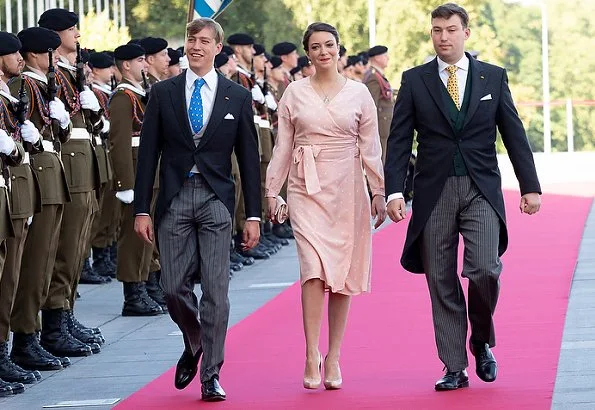 Princess Claire Vilshenko Pru Lace and Eyelet Cotton Midi Dress. Duke Henri, Maria Teresa, Prince Felix, Prince Louis, Princess Alexandra and Sebastian