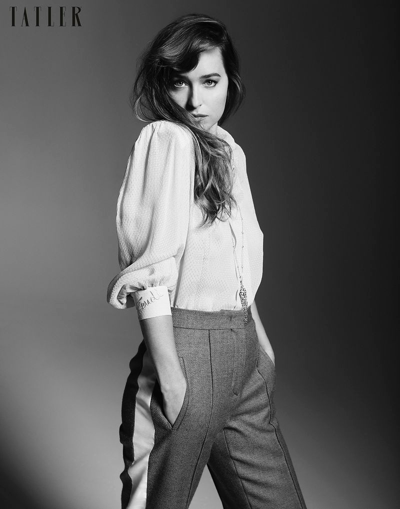 Dakota Johnson wears glam ensembles for Tatler UK November 2018