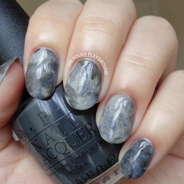 Grey Stamping Marble Nail Art
