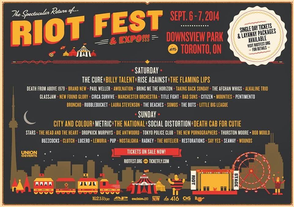 Chain Of Flowers Toronto Riot Fest daily schedule