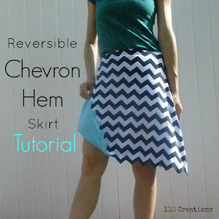 110 Creations: Sewing Tutorial: Reversible Chevron Hem Skirt