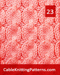 Cable Knitting 23. Multiple of 8 stitches, techniques used: 2/2 center cross.