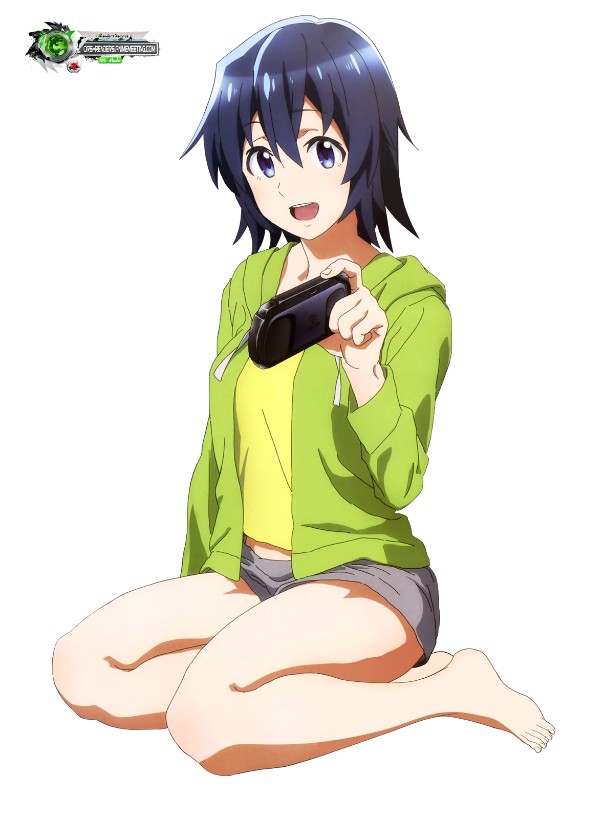 ORS Anime Renders: Gamers!:Hoshinomori Chiaki Mega Cute Playing HD Render.