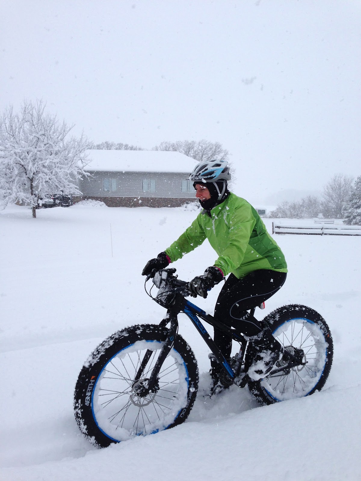 biking in the snow