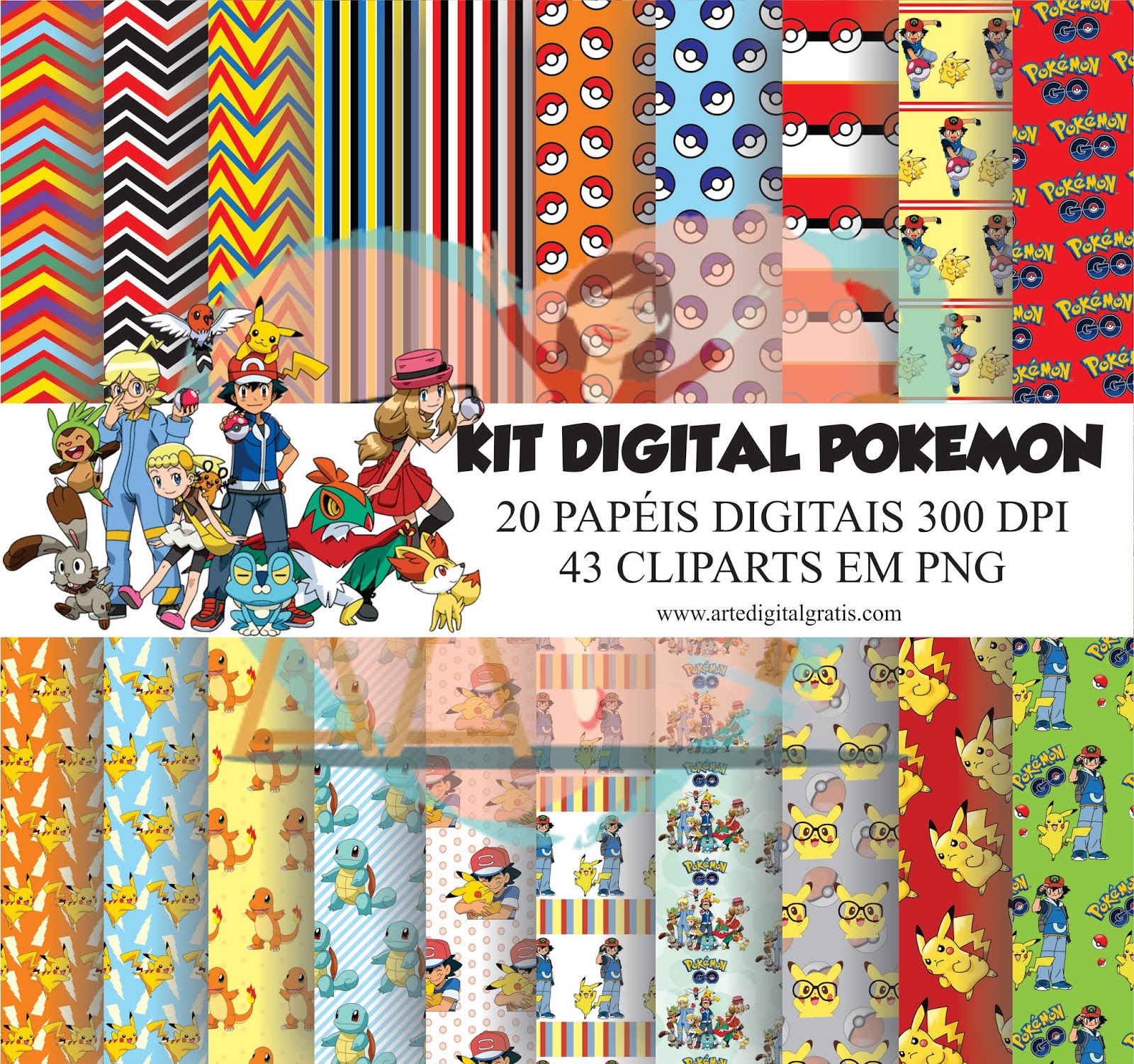 Kit Digital Pokemon - 200+ Artes em Vetor