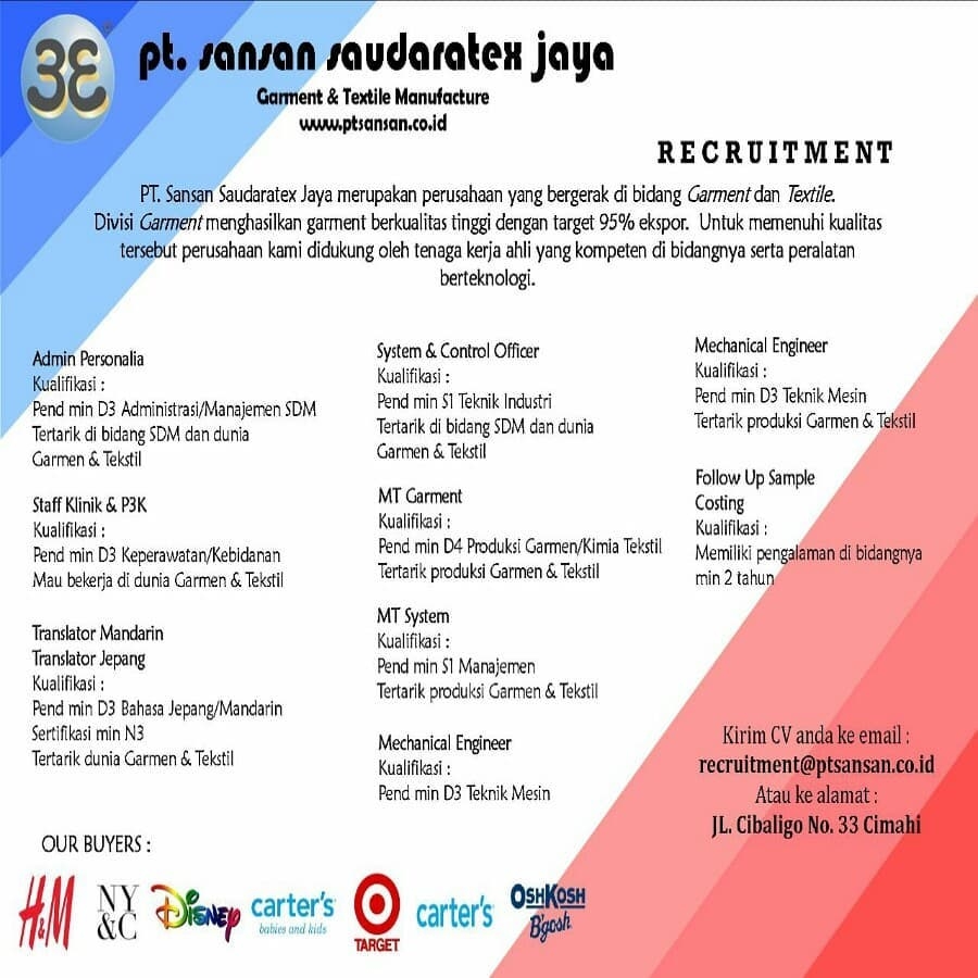 Lowongan Kerja Pabrik Cimahi 2019