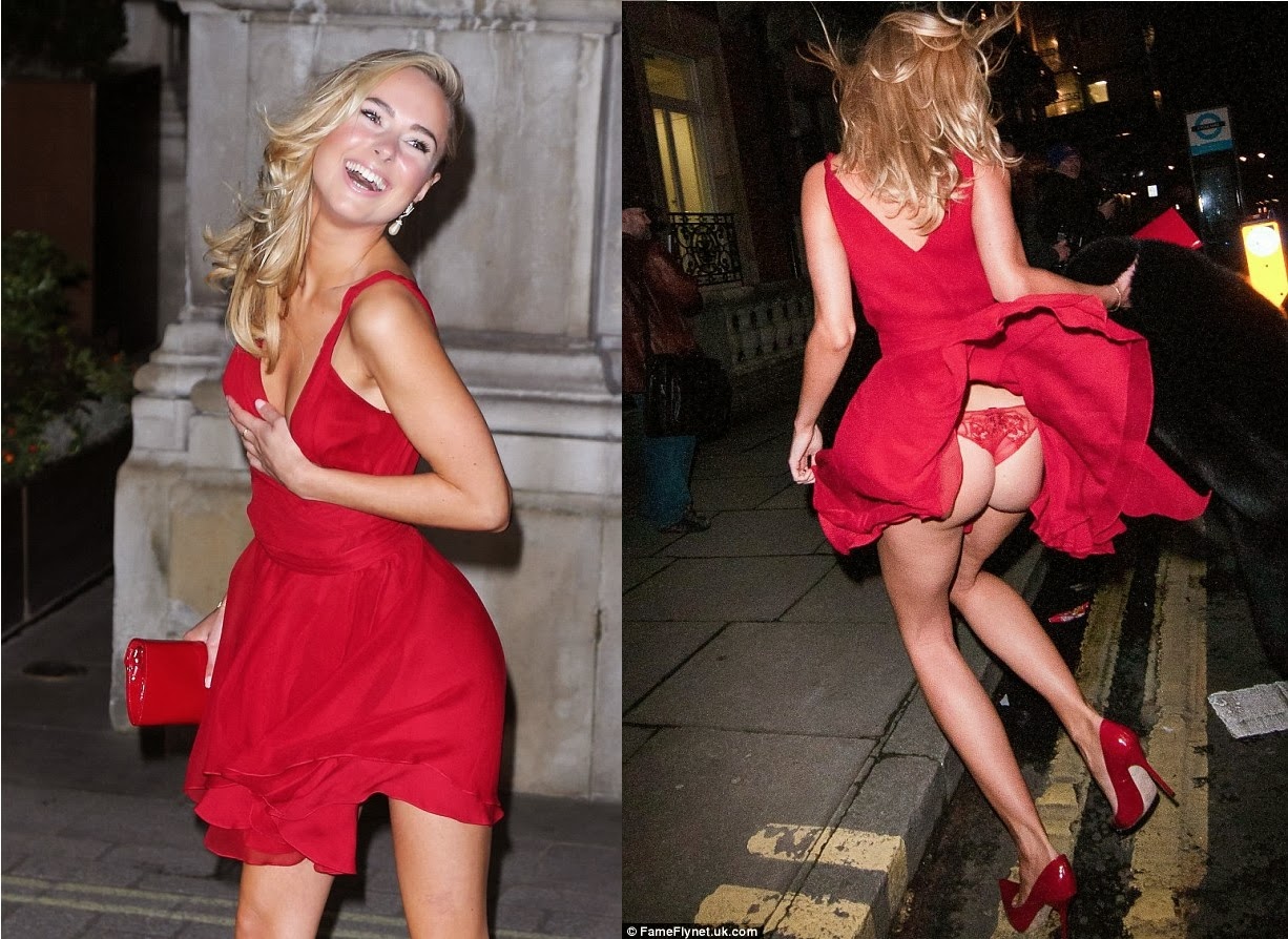 Kimberley+Garner+flashes+her+derriere+as+a+gust+of+wind+lifts+her+dress+following+Marilyn+Monroe+exhibition