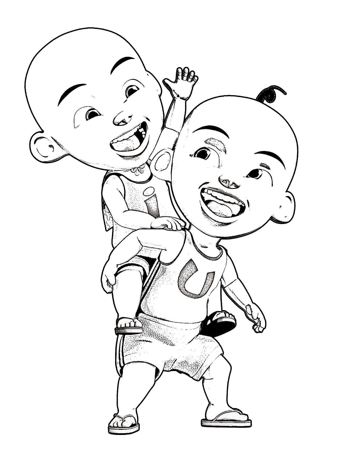  Gambar Mewarnai Upin Ipin Untuk Anak PAUD dan TK 