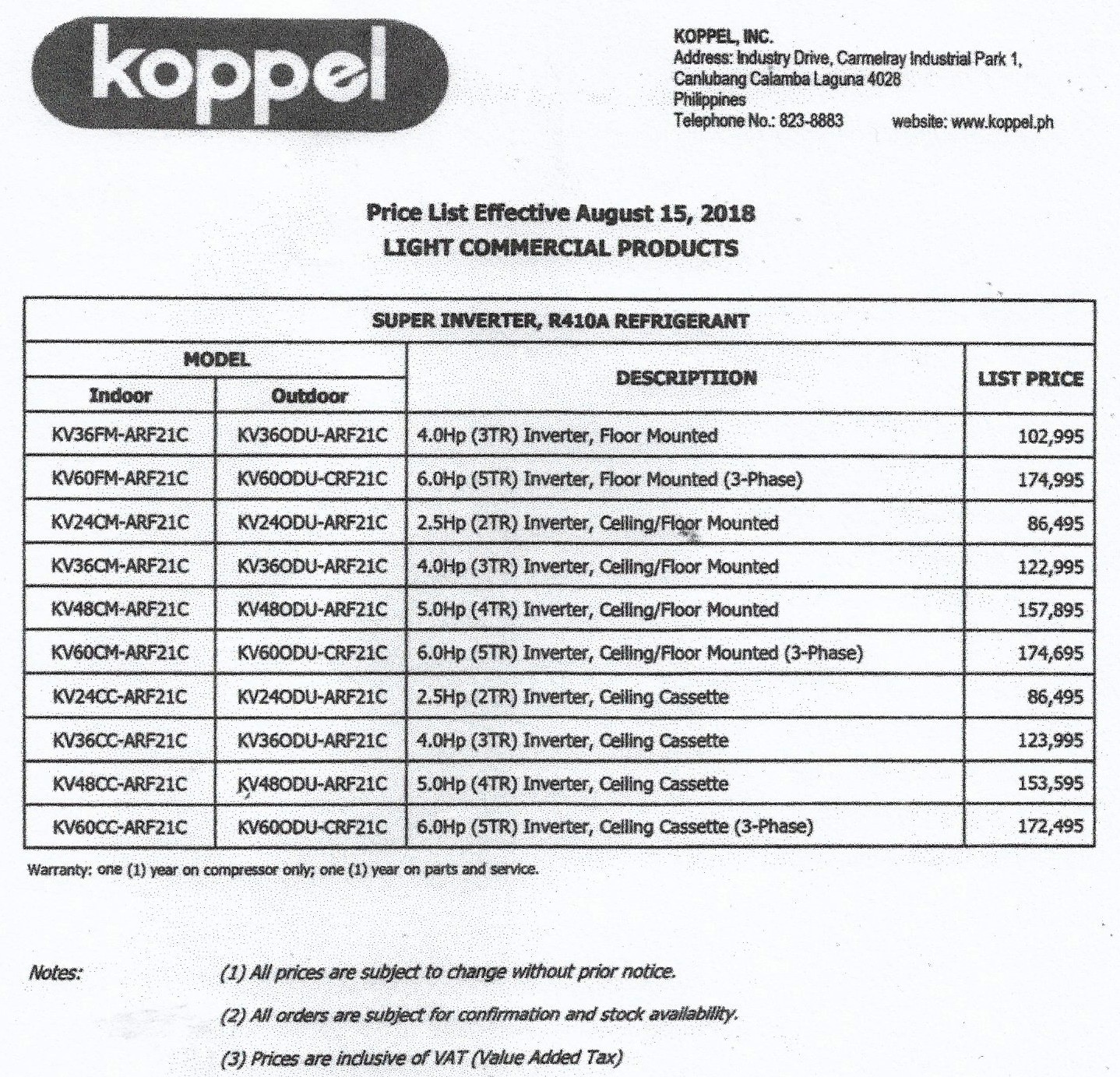 Koppel Air Cons Price List Maximaxsystems Com