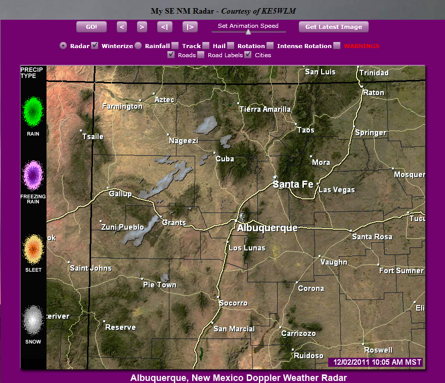 Snow Starting To Show Up On New Mexico Radars.