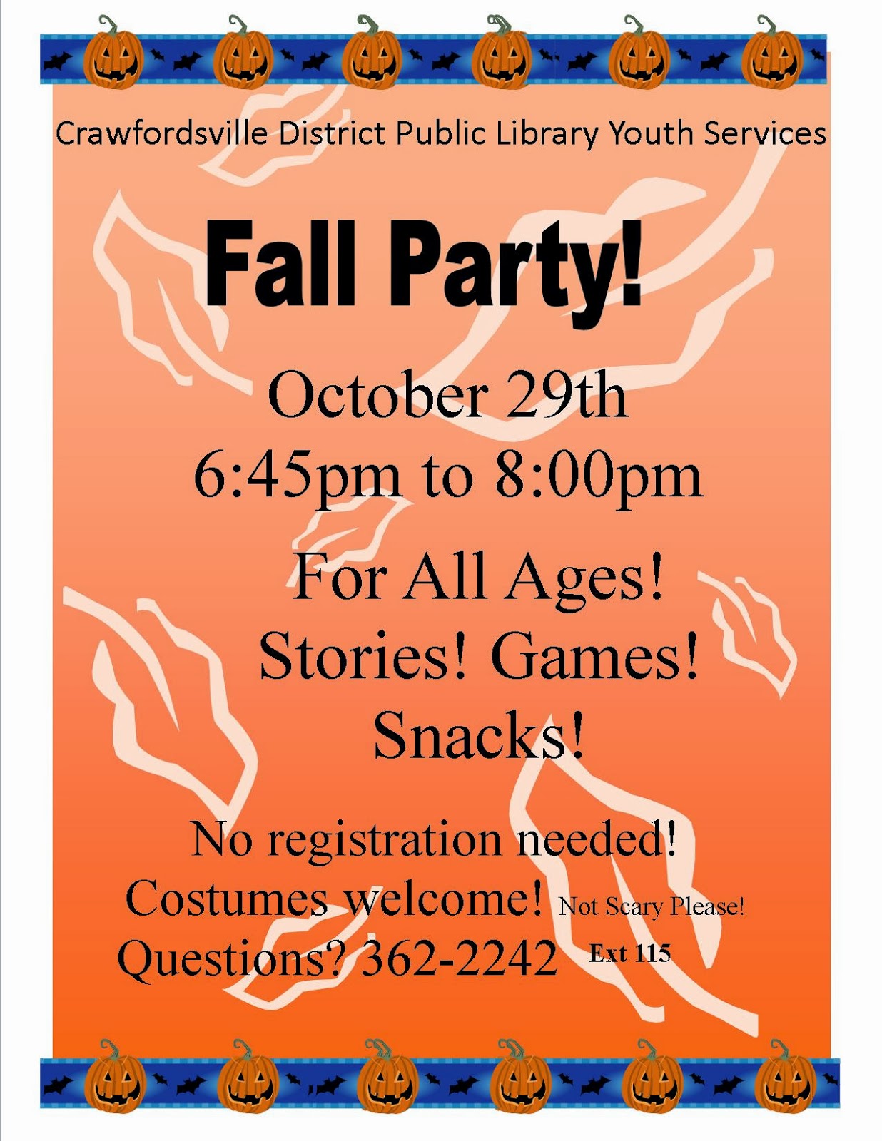 CDPL Children s Services Fall Party October 29th 6 45pm To 8 00pm