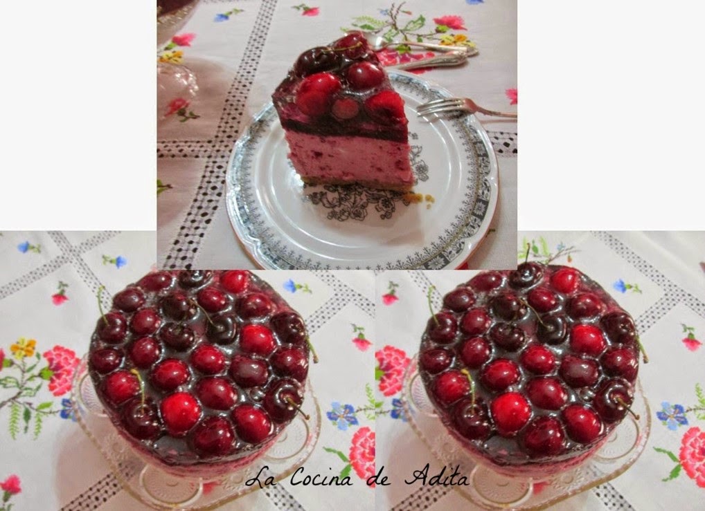 Tarta de mousse de cerezas