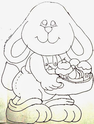 desenho de coelhinho com cupcakes para pintar