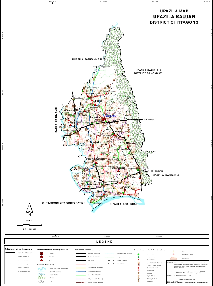 Raozan Upazila Map Chittagong District Bangladesh