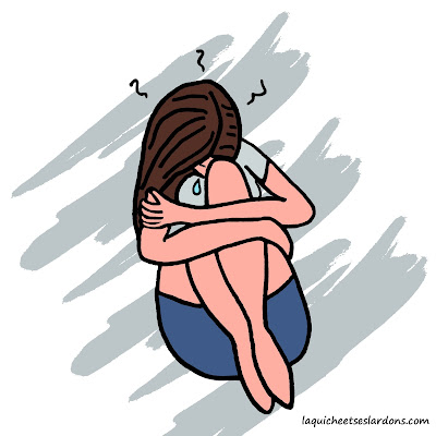 dessin illustration maman femme triste pleure dépression assise de face