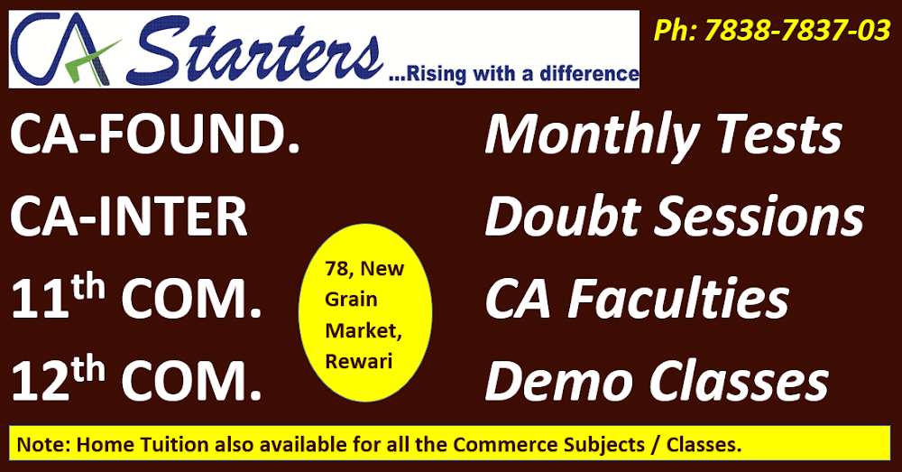 CA Starters (Best Coaching Center / Tuition Institute for CA Foundation, CA Inter, 11 12 Commerce)