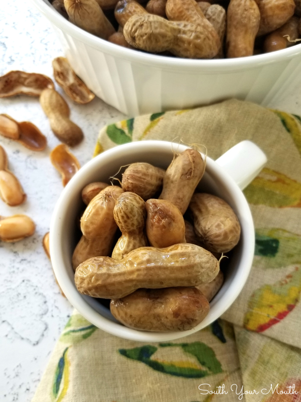 Classic Southern Boiled Peanuts! An easy to follow recipe for this favorite Southern snack that will quickly walk you through the differences in green and raw peanuts, seasoning variations and tips for cooking the perfect pot of boiled peanuts! #boiledpeanuts