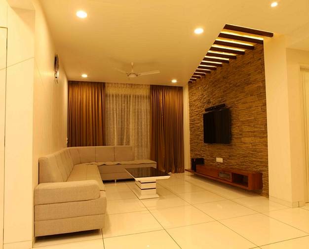 Contractors in Chennai Interior Wall  Cladding  Living  room  