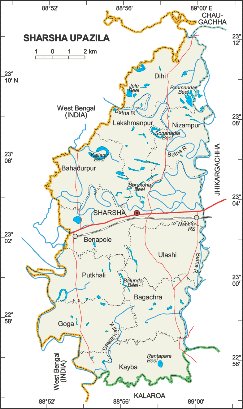Sharsha Upazila Map Jessore District Bangladesh