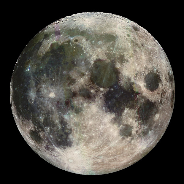 The Moon in color as seen by Galileo on its way to Jupiter!