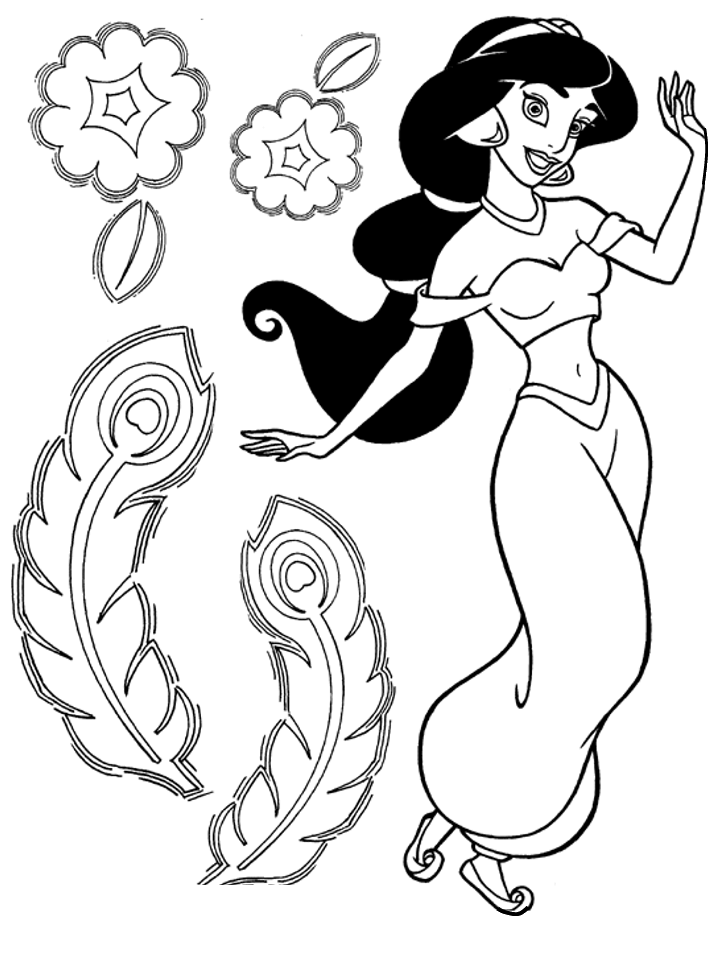 Princess Jasmine   Colorful Cartoon Coloring Pages