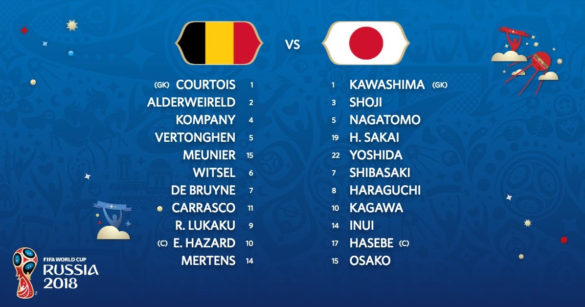Starting Lineup Belgium vs Japan (Live Stream) Footballnus Stay