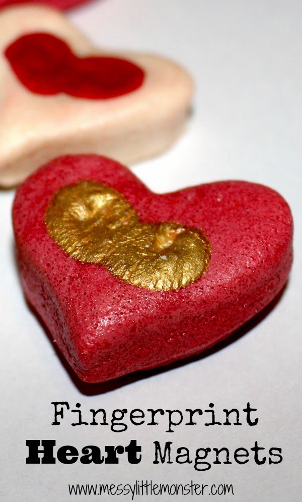 Salt dough fingerprint heart magnet made from salt dough. An easy Valentine's Day heart craft for toddlers and preschoolers. A great kid made gift idea for mothers day too! 