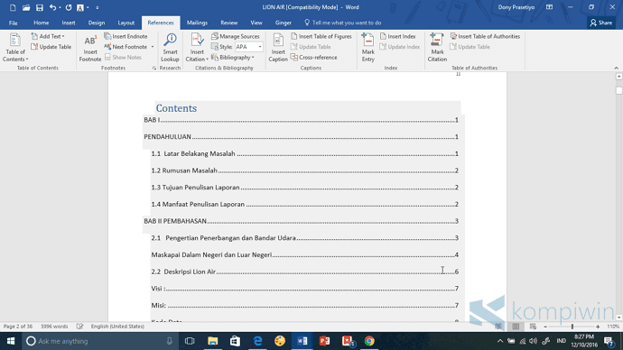 Cara Membuat Daftar Isi Otomatis dan Rapi di Word 3