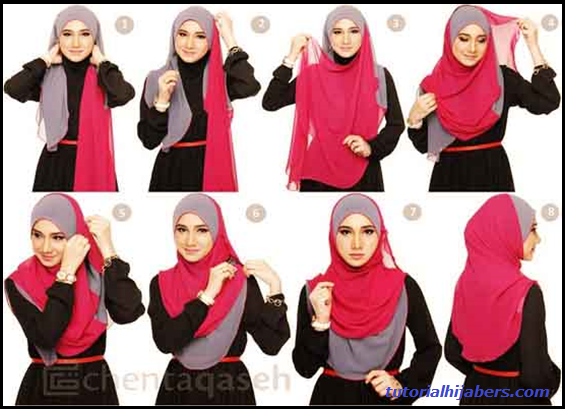 30 Tutorial Hijab Pashmina Paris Dua Warna Dua Kerudung Terbaru 2017 Tampil Cantik Dengan Hijab