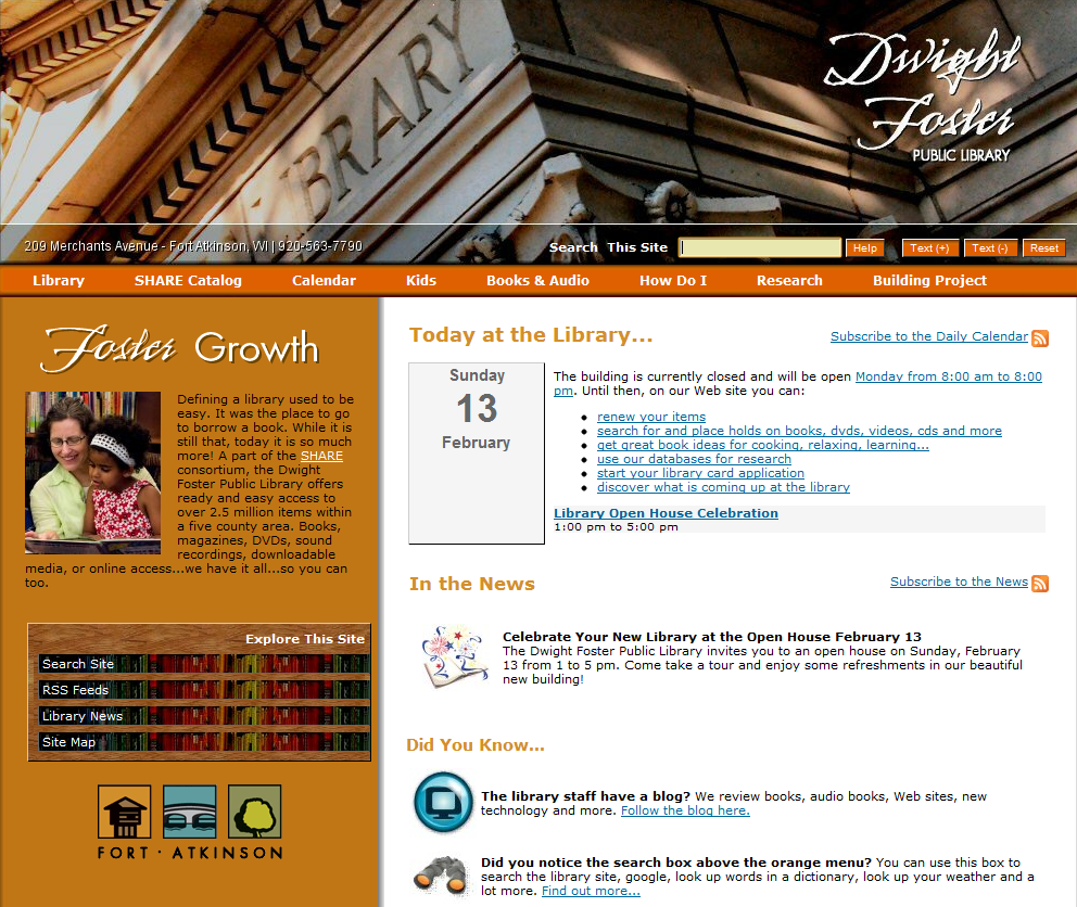 Retiring Guy's Digest Fort Atkinson's New Dwight Foster Public Library