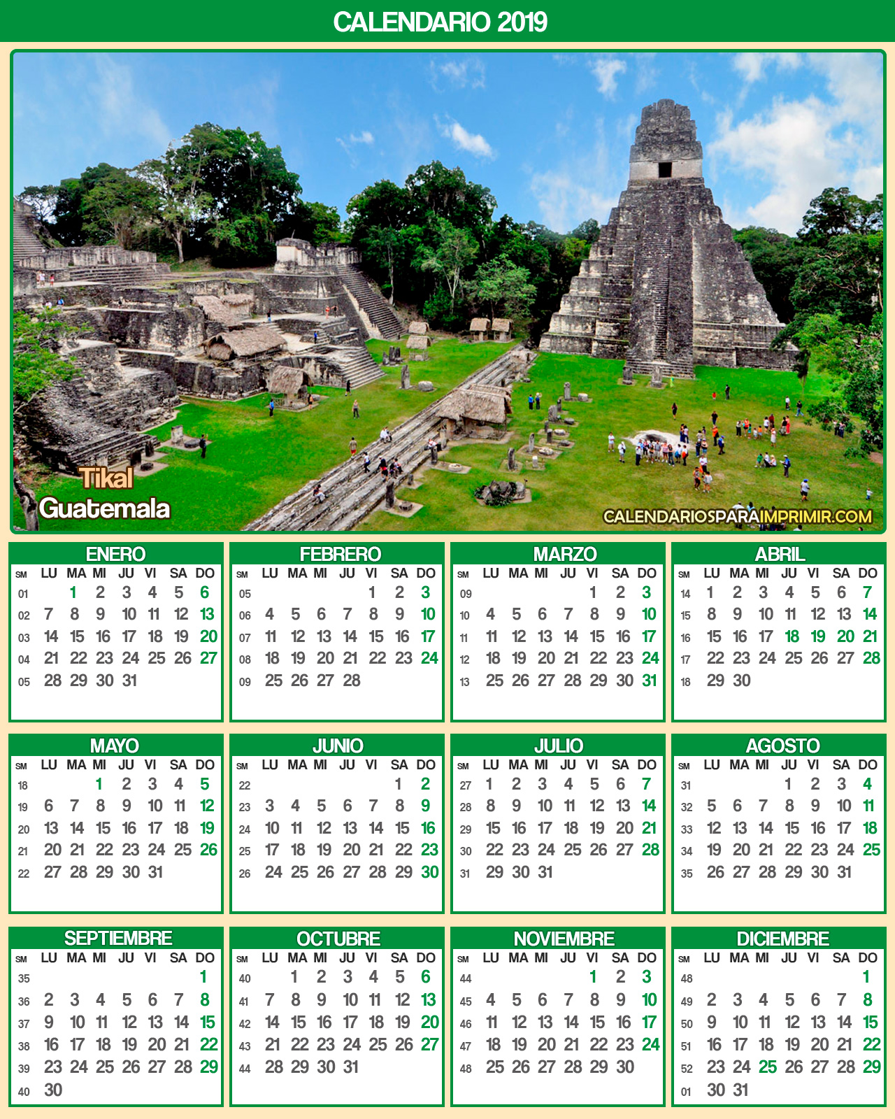 calendario guatemala 2019 calendario guatemala 2019