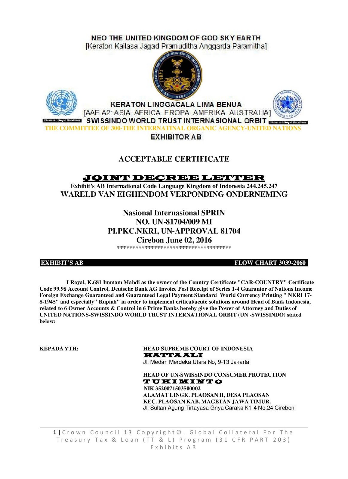 SWISSINDO REPLY ME FROM M1, MR.A1.Sino.AS.S“2” .IR.Soegihartonotonegoro,ST   (my Letter in indonesia to M1 SINO to thank him for the PROSPERITY FUNDS) MAHKAMAH%2BAGUNG-page-001