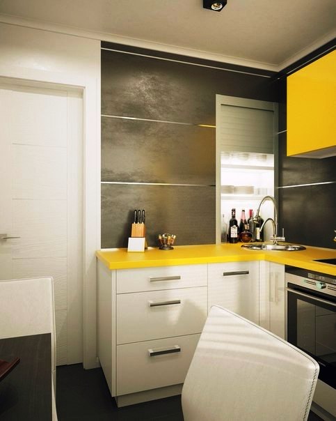 Amazing Yellow Design of a small kitchen - Decor Units