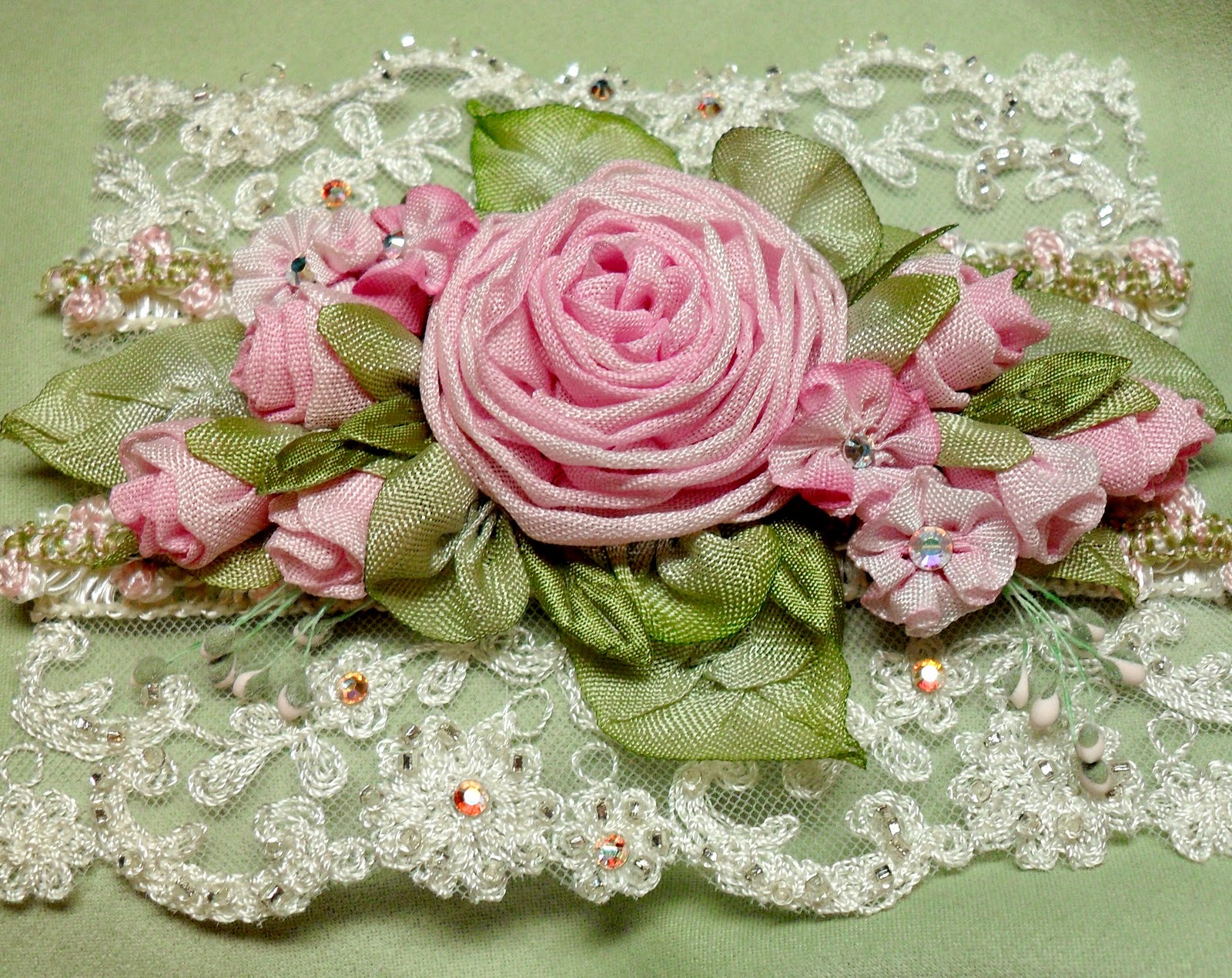 Lambs and Ivy Designs Lace cuff with pink roses
