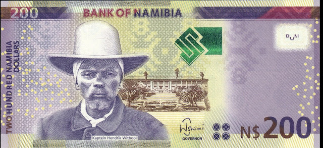 Namibia Currency 200 Namibian Dollars banknote 2012 Kaptein Hendrik Witbooi