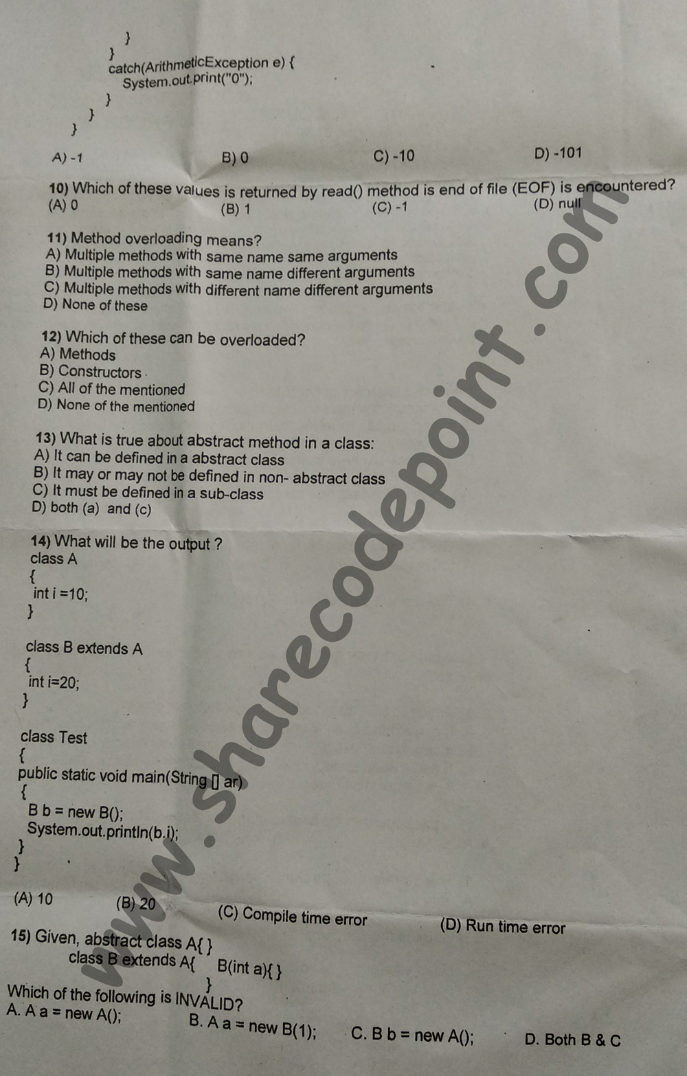CSE310 - Programming in java end term exam question paper - lpu ...