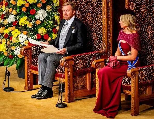 King Willem-Alexander, Prince Constantijn and Princess Laurentien. Queen Maxima wore a new dress by Jan Taminiau